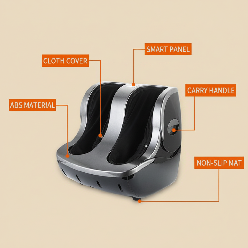 Foot massager with labeled parts