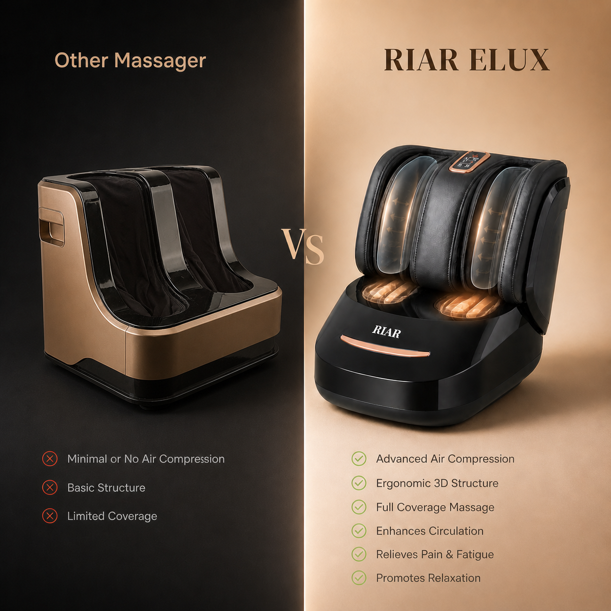 RIAR ELUX Leg & Foot Massager for Pain Relief | India's best leg massagers